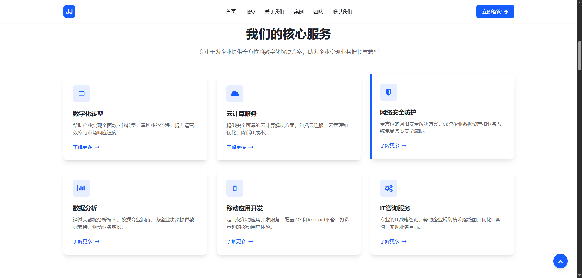图片[3]-【原创程序】简约蓝色企业单页官网-啾啾源码网