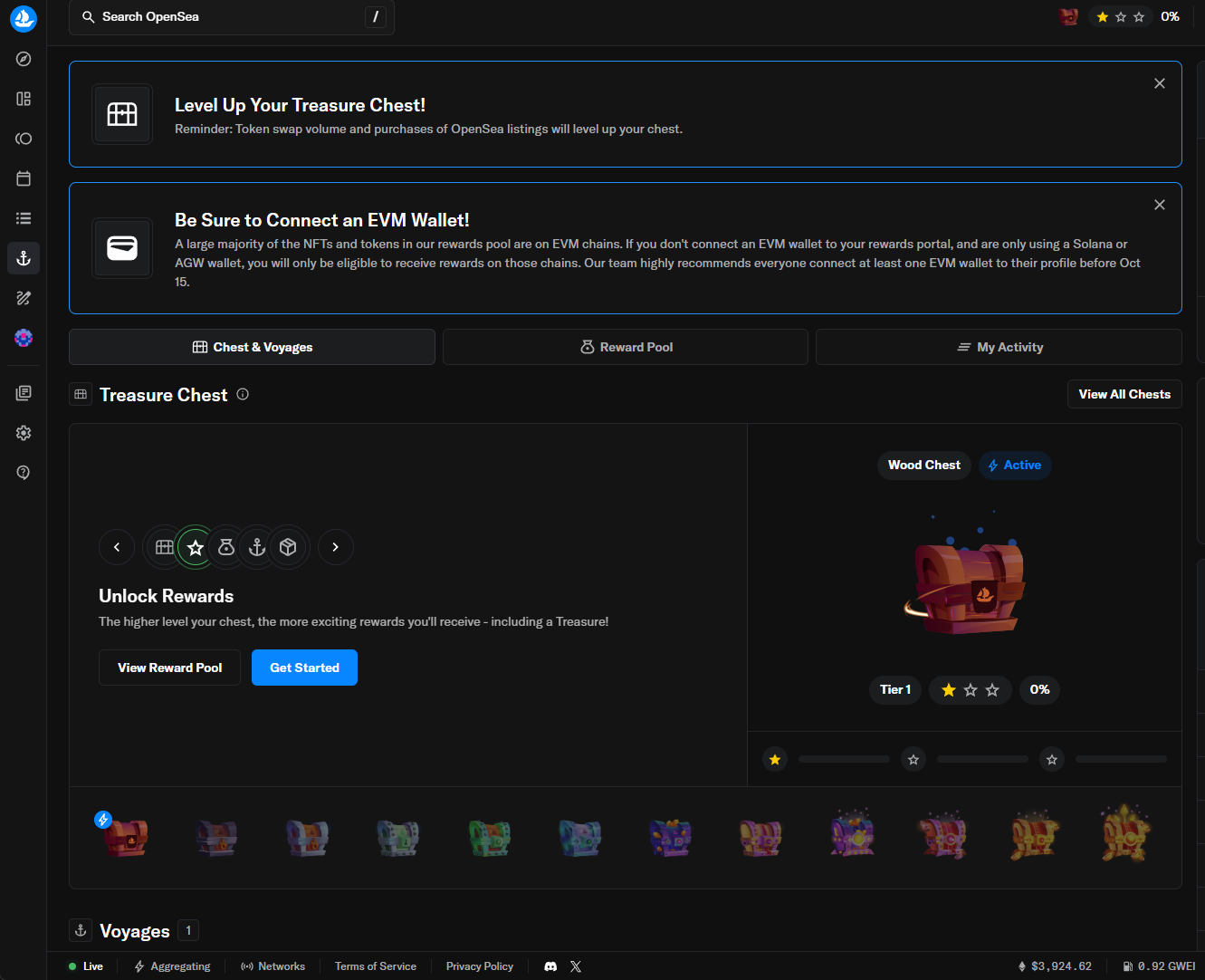 OpenSea Rewards Page